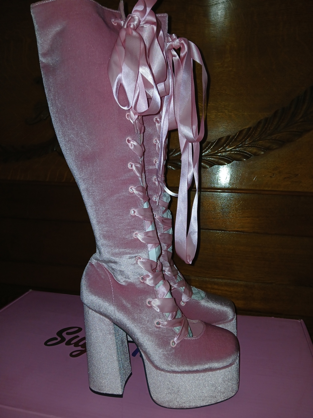 Pink Lace Up Boots - Picture 12 of 16